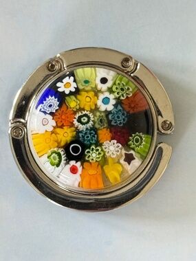MURANO Glass MILLEFIORI Mosaic Foldable Purse Hook